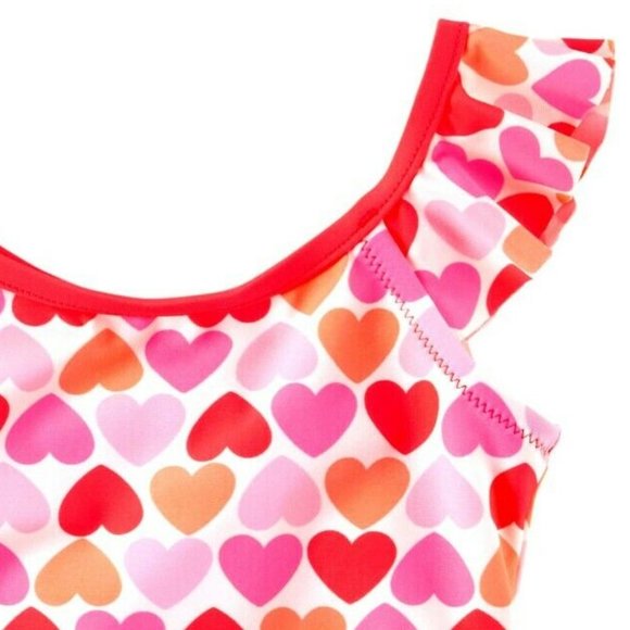 Carter's Toddler Girls Swimdress Swimsuit Pink Hearts UPF 50+ Lined Swim… - Picture 3 of 4